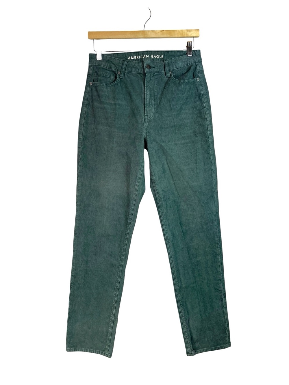 American Eagle Women’s Green Mom Straight Corduroy Jean Size 8 Long Boho Classic